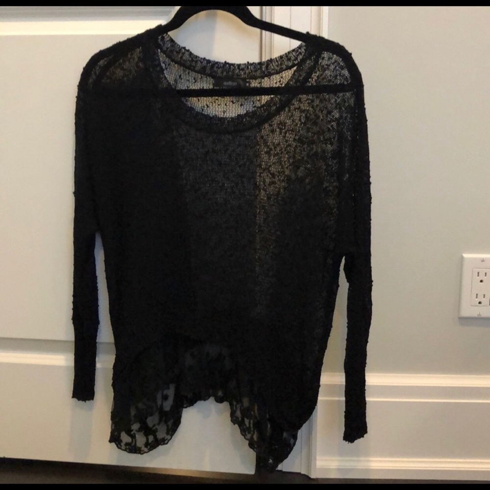 LF black sweater with lace bottom